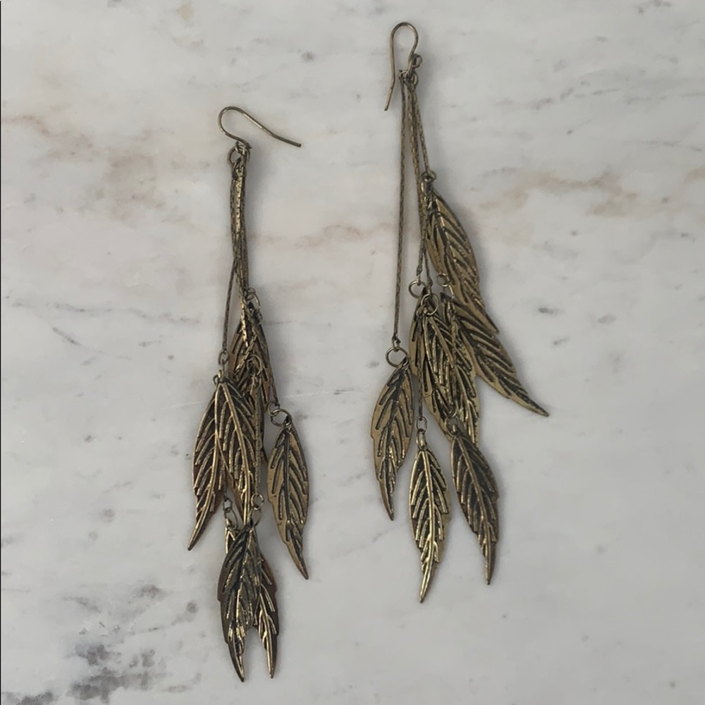 Metal feather earrings